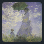 Adesivo Quadrado Mulher com Parasol por Claude Monet, Vintage Art<br><div class="desc">O Stroll, Camille Monet e o Seu Filho Jean (Mulher com Parasol) (1875), de Claude Monet, é uma pintura de retrato impressionista de família de artes plásticas. Uma mãe caminhando com seu filho num campo ou num campo de primavera. Ela está segurando um guarda-chuva solar e vestindo um belo vestido...</div>