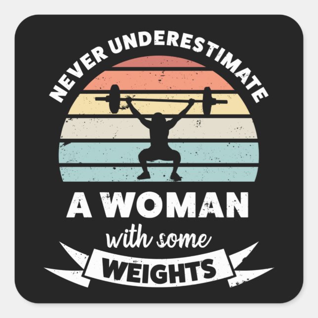 Adesivo Quadrado Mulher com Pesos Engraçada Mulher-Presente Mãe (Frente)
