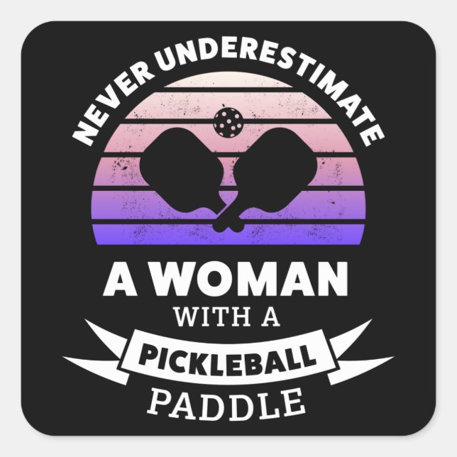 Adesivo Quadrado Mulher com Pickleball Paddle Engraçado Gift (Frente)