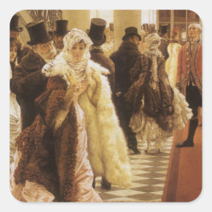 Adesivo Quadrado Mulher da moda por Tissot, Vintage, Arte Vitoriana