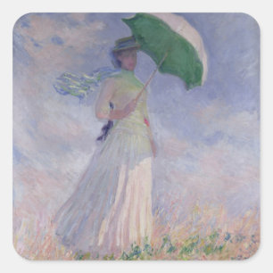 Adesivo Quadrado Mulher de Claude Monet   com um parasol girado