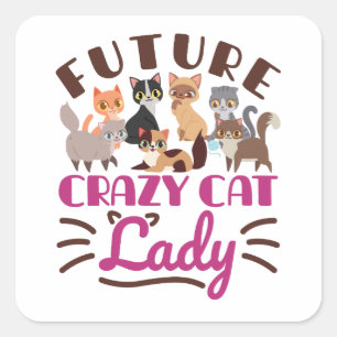 Adesivo Quadrado Mulher de Gato Louca do Futuro