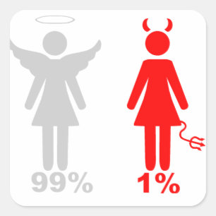 Adesivo Quadrado Mulher do diabo do anjo 1% de 99%