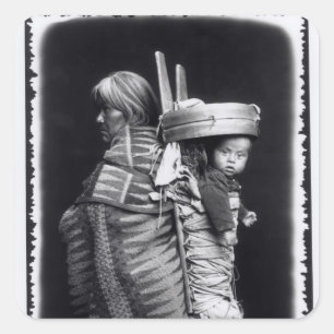 Adesivo Quadrado Mulher do Navaho que leva um papoose nela para