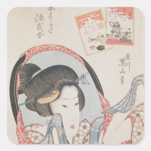 Adesivo Quadrado Mulher em seu espelho, c.1830 publicado