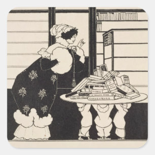 Adesivo Quadrado Mulher em uma livraria, design para um "livro
