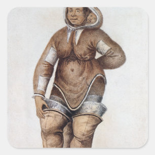 Adesivo Quadrado Mulher esquimó e bebê