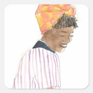 Adesivo Quadrado Mulher Forte e Bonita Sorrindo