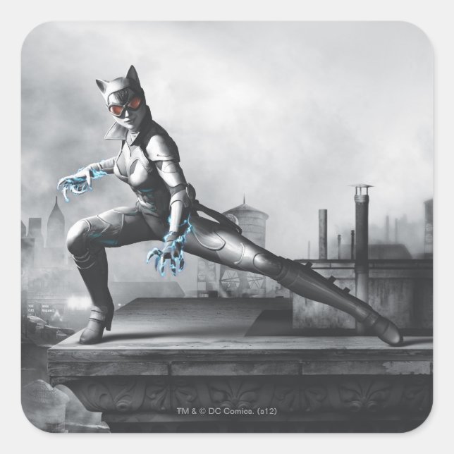 Adesivo Quadrado Mulher-Gato - Relâmpago (Frente)