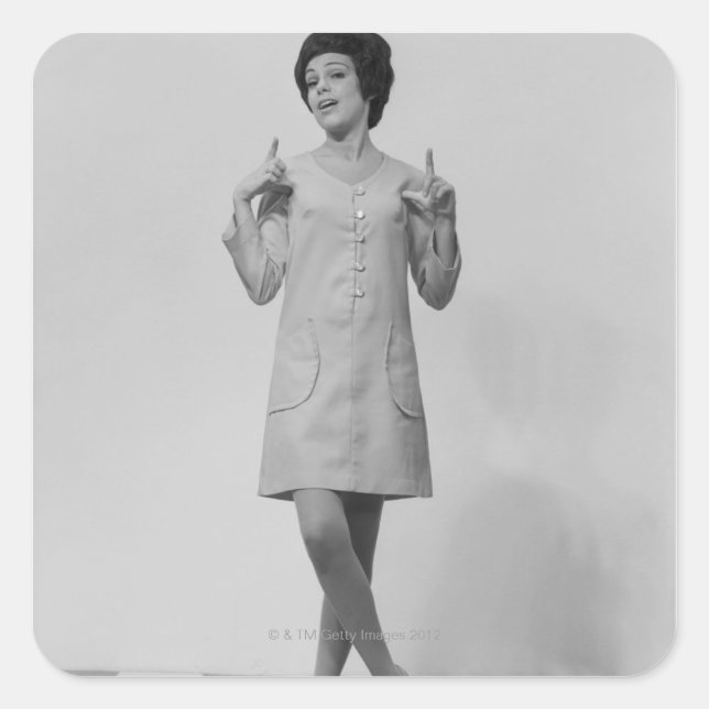 Adesivo Quadrado Mulher Gesturing (Frente)