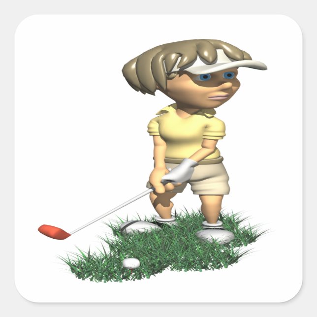 Adesivo Quadrado Mulher Golfer (Frente)