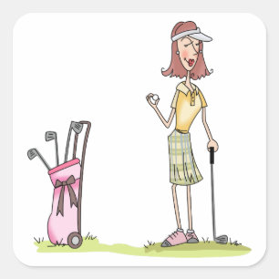 Adesivo Quadrado Mulher Golfista