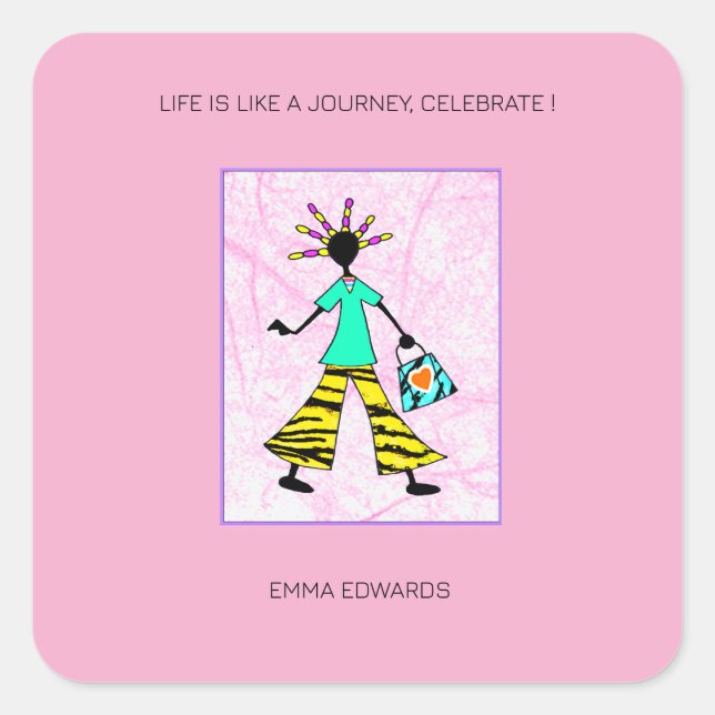 Adesivo Quadrado Mulher inspiradora, tenda e elegante (Frente)