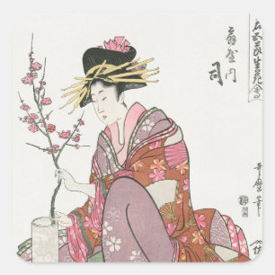 Adesivo Quadrado Mulher japonesa Vintage Pintura pintura pintura bl