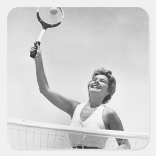 Adesivo Quadrado Mulher jogando Tênis 2