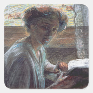 Adesivo Quadrado Mulher Leitura, 1909 (óleo em canvas)