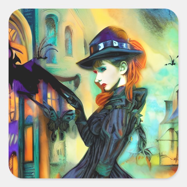 Adesivo Quadrado Mulher Meio século Inglês (Frente)