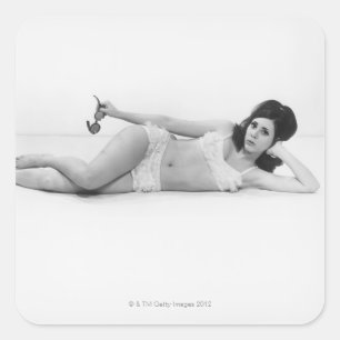 Adesivo Quadrado Mulher no roupa de banho