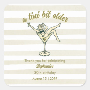 Adesivo Quadrado Mulher Tini Um Pouco Mais Velha Martini Retro Aniv