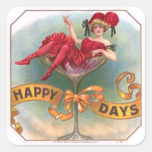 Adesivo Quadrado Mulher Vitoriana Champagne Tinto Feliz