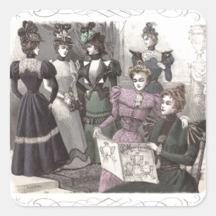 Adesivo Quadrado Mulheres bonitas do Victorian em vestidos longos