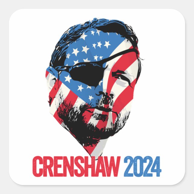 Adesivo Quadrado Mulheres Homens Dan Crenshaw 2024 Mantêm Estas Ver (Frente)