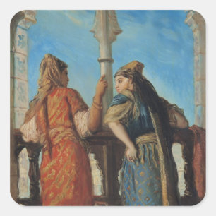 Adesivo Quadrado Mulheres judaicas no balcão, Argel, 1849