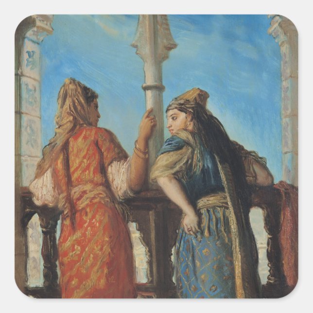 Adesivo Quadrado Mulheres Judias na Balcony, Argel, 1849 (Frente)