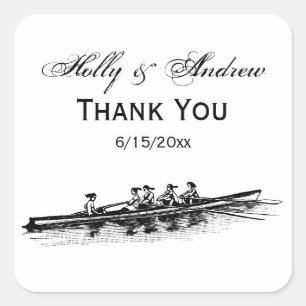 Adesivo Quadrado Mulheres Remando Equipe de Tripulação Água Espo