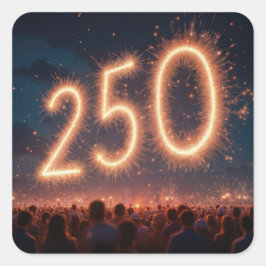 Adesivo Quadrado Multidão assistindo aos fogos de artifício de 250