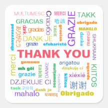 Multilíngue Colorida Obrigado Sticker