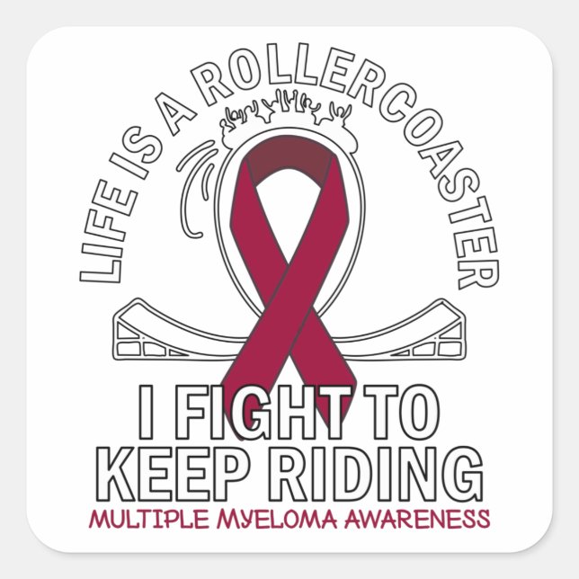 Adesivo Quadrado Multiple Myeloma cancer awareness burgundy ribbon (Frente)