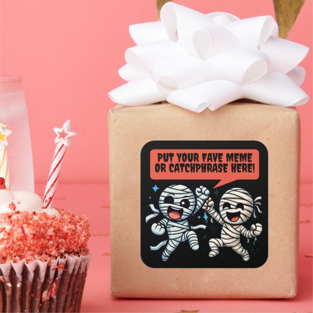 Adesivo Quadrado Múmias Dançantes Colocam Seu Memória De Halloween  (Festa)