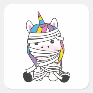 Adesivo Quadrado Mummycorn Unicorn Mummy Halloween Costume
