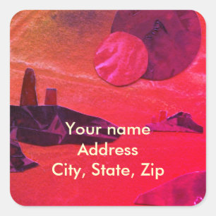 Adesivo Quadrado Mundo de alienígena de lava moldado do SciFi "Seas