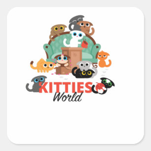 Adesivo Quadrado Mundo dos gatinhos