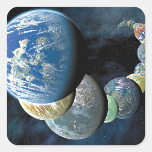 Adesivo Quadrado Mundos Novos Estranhos Montagem de Planeta Alien