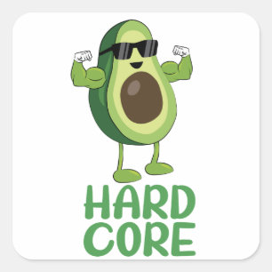 Adesivo Quadrado Muscular Hardcore Avocado Funny