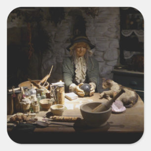 Adesivo Quadrado Museu da Cozinha da Bruxa Branca, Feitiçaria & MAG