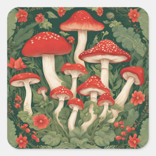 Adesivo Quadrado Mushroom Cottagecore