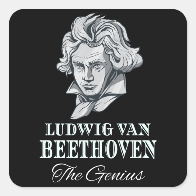 Adesivo Quadrado Music - Ludwig Van Beethoven The Genius (Frente)