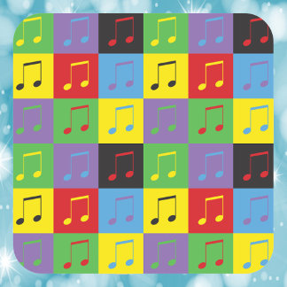 Adesivo Quadrado Music Notes 8º Padrão de Arte Pop