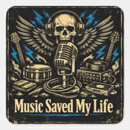 Adesivo Quadrado Music Saved My Life – Emotional Power Music