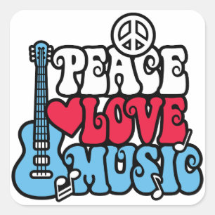 Adesivo Quadrado Música americana do amor da paz