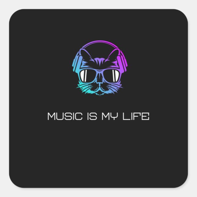 Adesivo Quadrado Música é Minha Vida (Frente)