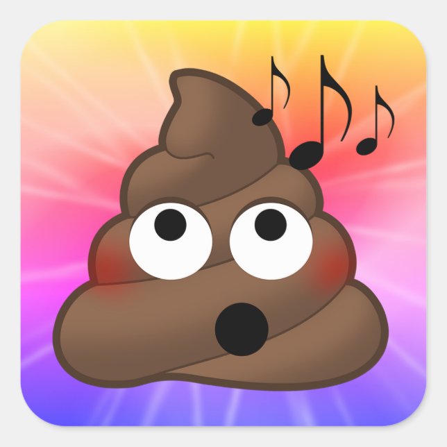 Adesivo Quadrado Música Notas Poop Emoji Tie Dye Stickers (Frente)
