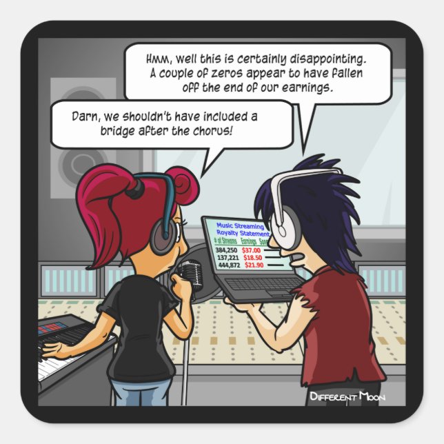 Adesivo Quadrado Música Royalties Engraçados Praça Quadrada (Frente)