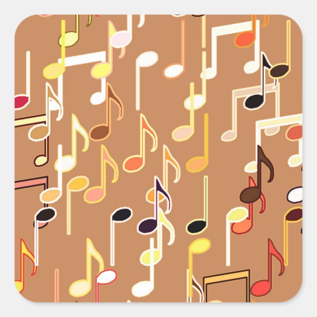 Adesivo Quadrado Musical Notes impressão - Caramel Tan, Multi (Frente)