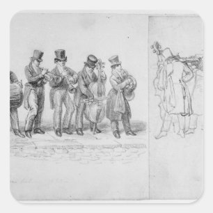 Adesivo Quadrado Músicos da rua de Londres, c.1820-30