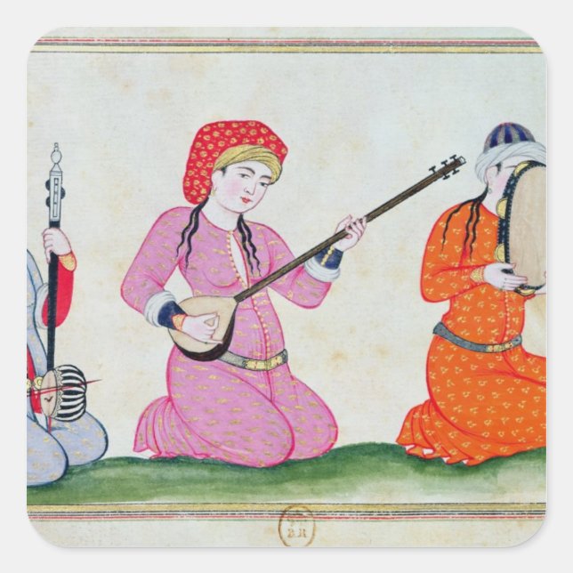 Adesivo Quadrado Músicos: Figurinos de la Cour et de la (Frente)